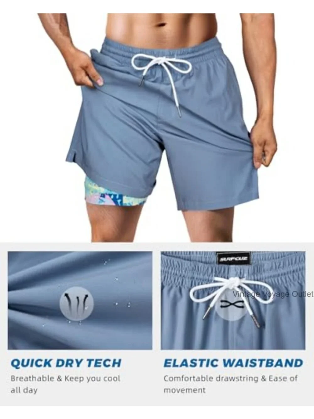 Men's Swim Trunks with Compression Liner Quick Dry 7